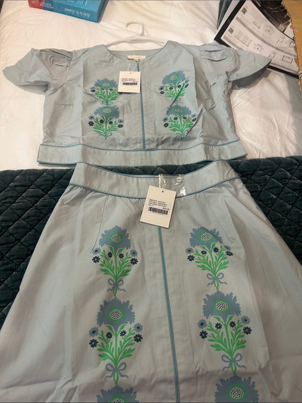 Light Blue Embroidered Midi Dress